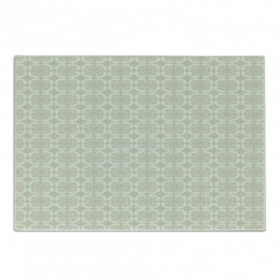 Traditional Cutting Board, Foliage Pattern with Rich Curlicues Classical Byzantine Tile Design, Decorative Tempered Glass Cutting and Serving Board, Small Size, Cream and Pale Brown, by Ambesonne