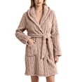 thumbnail image 3 of Bovxnpu Womens Robes Bathrobes Fleece Ribbed Open Front Bathrobe Soft Casual Sleepwear, 3 of 8