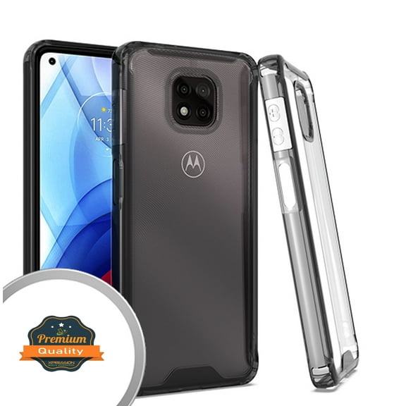 Xpression Case for Motorola Moto G Power 2021 Body Frame [Shock-Absorption] Rugged Armor Hybrid Rubber TPU Hard Back Protective Phone Cover [Smoke Black]