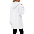 thumbnail image 5 of Women's Fashionable Fall Winter Coat Solid Color Long Sleeved With Pocket Loose Fleece Hooded Zipper Up Plush Jacket, 5 of 7
