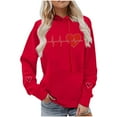 thumbnail image 5 of Byworldtasic Womens Valentines Day Heart Print Hoodies Cute Long Sleeve Pullover Oversized Top, 5 of 9