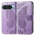thumbnail image 2 of Feishell Wallet Case for Google Pixel 9 / 9 Pro,Butterfly & Flower Embossed PU Leather TPU Inner Shell Magnetic Flip Stand Card Slots Shockproof Protective Phone Cover,Lightpurple, 2 of 9