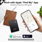 Wallet Tracker Card 2Pack, Bluetooth Tracker with Apple Find My(iOS Only), Rechargeable Thin Smart Card Wallet Finder, Item Finder for Luggage/Passport/Phone/Keys, IP68 Waterproof Black, FCC Approved