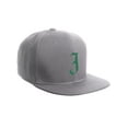 thumbnail image 2 of Daxton Classic Snapback Hat Old English Font Alphabet A to Z Flat Bill Visor Cap, Light Grey Hat, Green J, 2 of 3