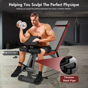 BAOKALER 7 Levels Adjustable Weight Bench with Extended Headrest & Leg Extension, Foldable Dumbbell Workout Bench, Supports Up to 770 lbs, Incline & Decline Positions for Full Body Strength Training