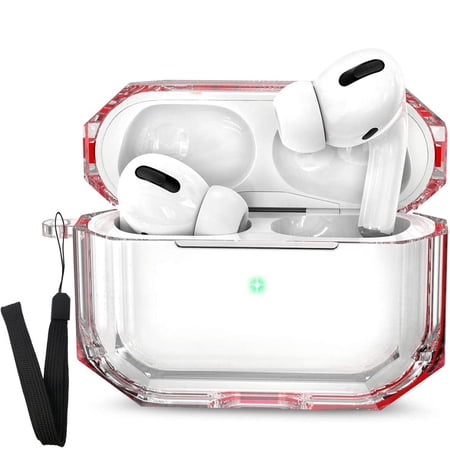 Airpods Pro Case Full Protective Multi Color Dustproof Enhanced Impact Absorbent TPU Compatible with Apple AirPod Pro for Women and Men with Carabiner Clip - Clear Pro (Red) price history on PriceWatchPro
