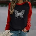 thumbnail image 4 of Moda mujer primavera otoño Color a juego manga larga cuello redondo suelto Casual camisetas Pompotops  gfhjh18625, 4 of 6