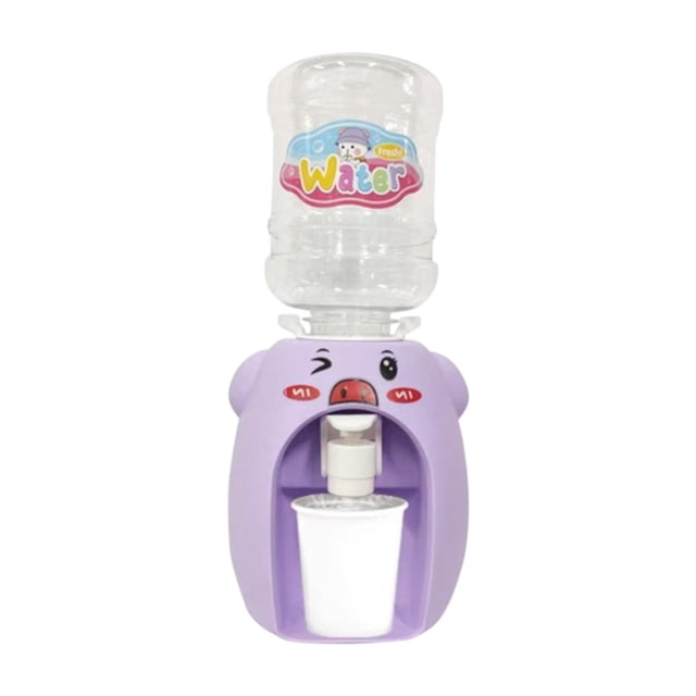 Mini dispensador de agua, máquina de agua de animales, encantadora casa de juego de juego de juguete de juguete para beber Fuente de agua para niños Púrpura