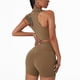 thumbnail image 5 of Brasier deportivo de nailon para mujer, con solapa, para yoga, yoga, baile, compras, viajes, correr, (XL-marrón), 5 of 5