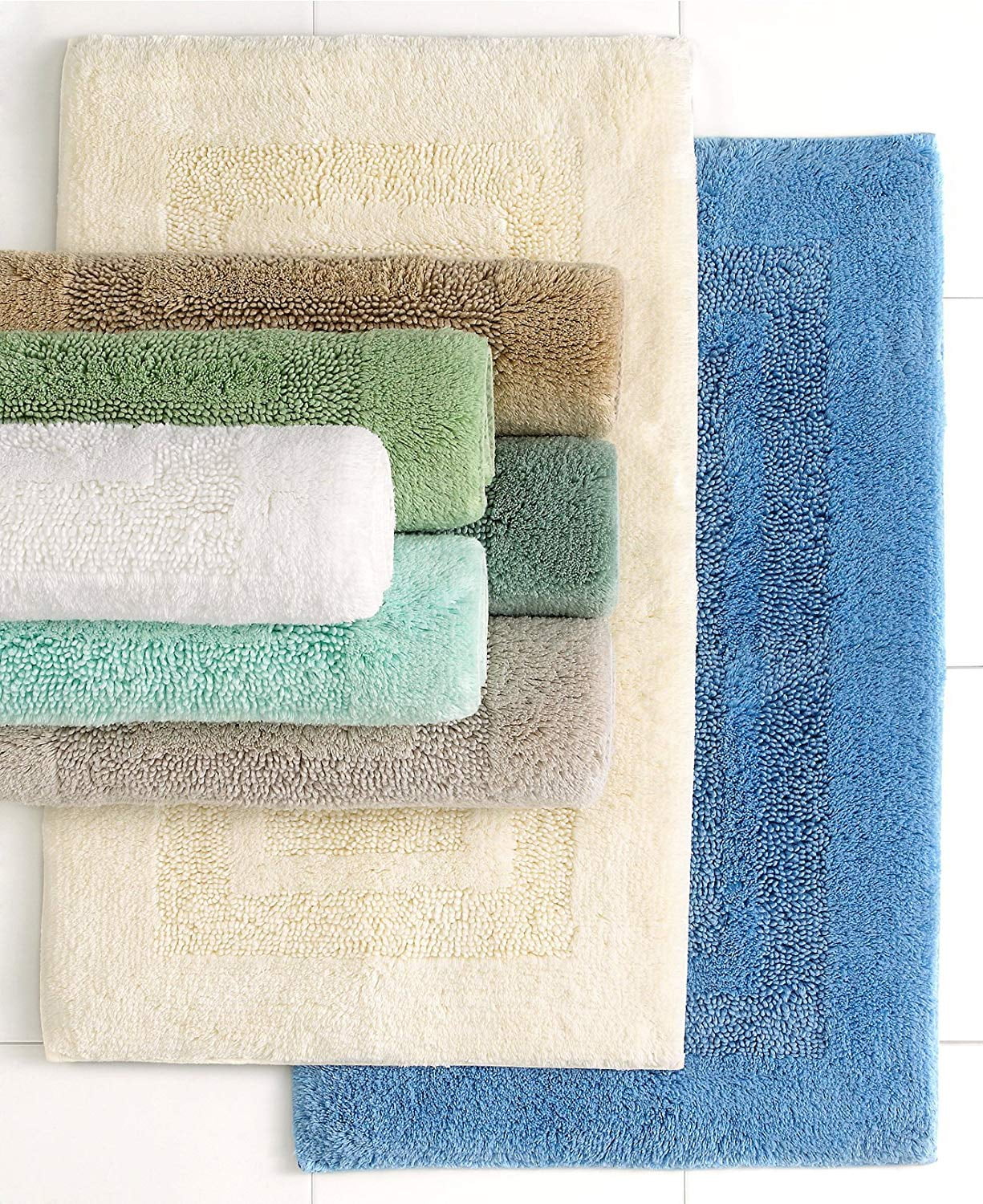 Martha Stewart Collection Plush Squares Cotton 17 x 24 Bath Rug