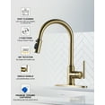 thumbnail image 5 of Wowow Single Handle Pull Down Sprayer Kitchen Faucet in Gold, Stainless Steel Kitchen Faucet with Soap Dispenser, 5 of 9