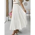 thumbnail image 2 of Niusricy Women's Summer Casual Long Skirts Ladies Fashion Vintage Swing Skirts Solid Color/Plaid High Waist Sun Skirts Tiered Hippie Skirts for Travel Beach Shopping, 2 of 7