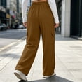 thumbnail image 6 of CQONEPT Women's Cargo Sweatpants Wide Leg Elastic Waist Pants with Multi Pockets Drawstring Baggy Casual Fall Winter Joggers Brown L, 6 of 7