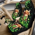 thumbnail image 4 of Xixirimido Highland Cattle Shamrock Print Car Seat Covers Front Seats Leather Universal Fit for Cars, Vans, Trucks, SUV, Set of 5 Car Seat Protector with Seatbelt Covers & Center Console Cover, 4 of 8