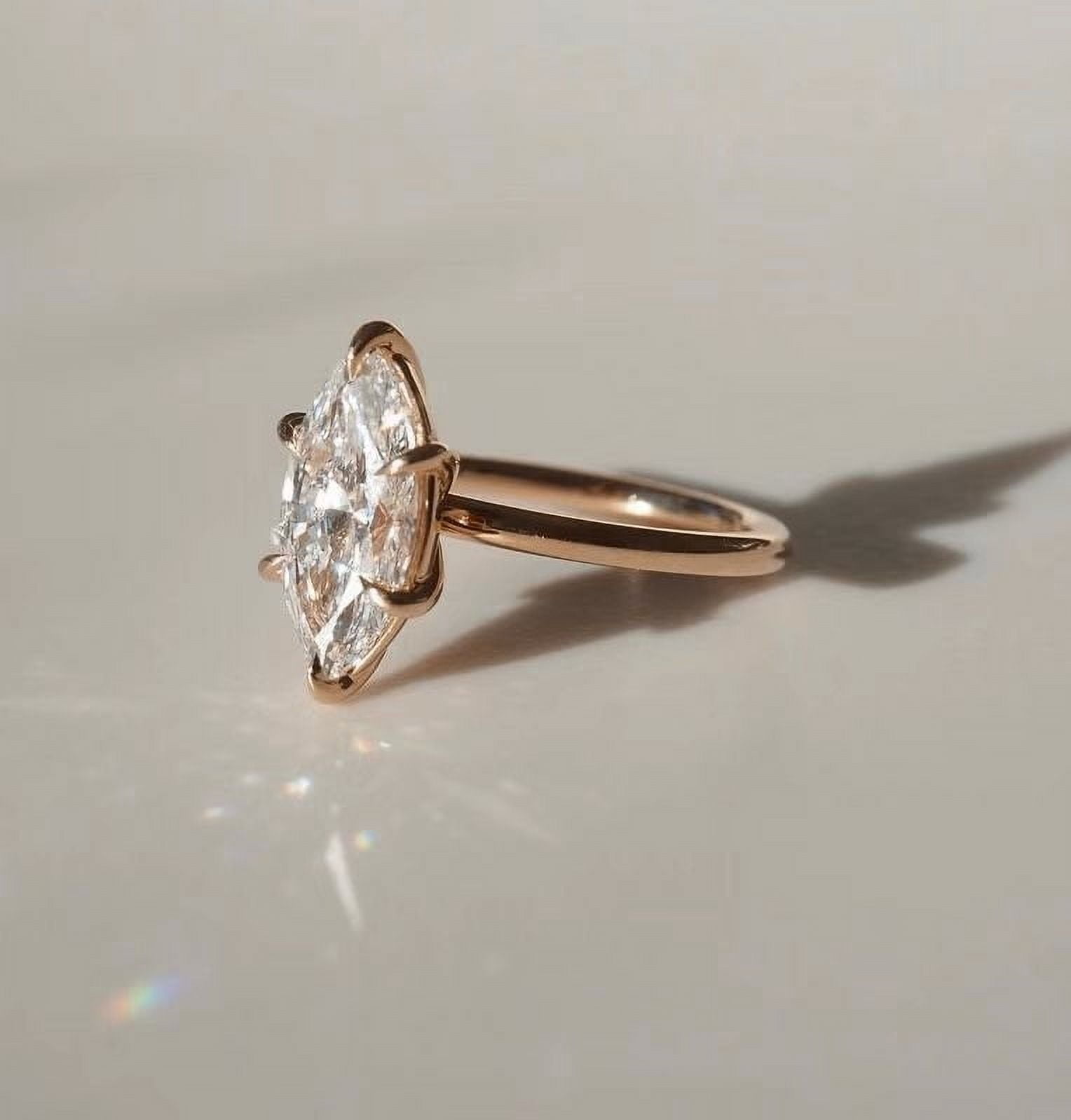 Cora Jewellery 2.5CT Marquise Moissanite Solitaire Engagement Ring For Women, 18K Rose Gold