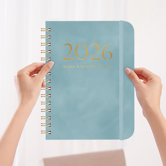 2025 Schedule Book A5 Coil Notebook | Leather Strap Planner with Self-Discipline Goal Card | Portable Daily Organizer for Students Professionals | Customizable Printed Diary