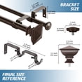 thumbnail image 6 of Urbanest Adjustable Double Curtain Rod Set Metal with Decorative Square Urn Finials, Heavy-Duty, 6 of 6