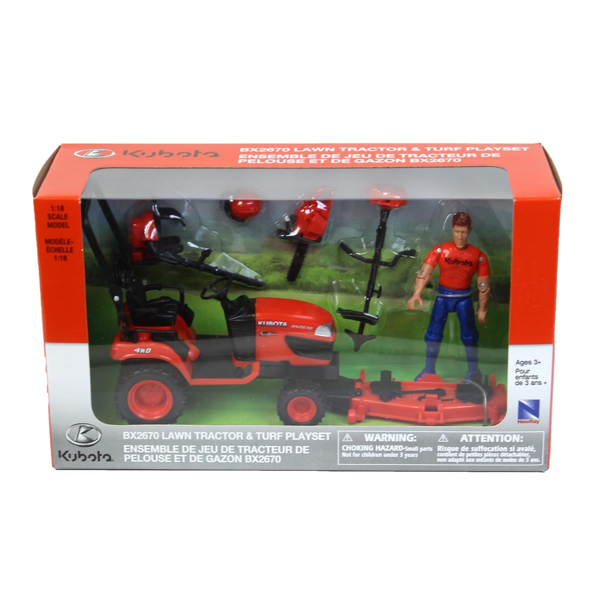 1/18 Kubota BX2670 Lawn Tractor with Figure Accessories by New