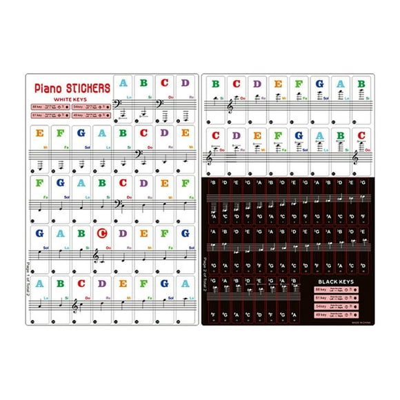 Pegatinas para teclado de piano, letras del teclado, ligeras, fáciles de estudiar, etiquetas de notas, pegatinas para teclas de piano, estudiantes,
