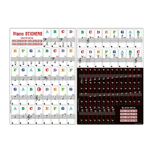 Pegatinas para teclado de piano, letras del teclado, ligeras, fáciles de estudiar, etiquetas de notas, pegatinas para teclas de piano, estudiantes,
