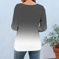 thumbnail image 4 of Ovbmpzd Plus Size Tops Gray Gradient Color Summer Blouses 3/4 Sleeve Casual V-Neck Tops,M, 4 of 6