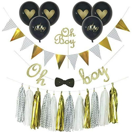 Baby Boy Shower Decorations Little Man Baby Shower Oh Boy Banner With Bow Tie Baby Is