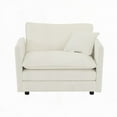 thumbnail image 4 of Modern 3-Piece Sofa Set (1+1+3 Seats) in White with Round Arms, Sturdy Solid Wood Frame, 4 of 10