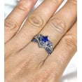 thumbnail image 3 of Couple Rings Matching Rings His Her Ring Stars and Moon Princess Ring Blue CZ Women's Wedding Ring, 3 of 7