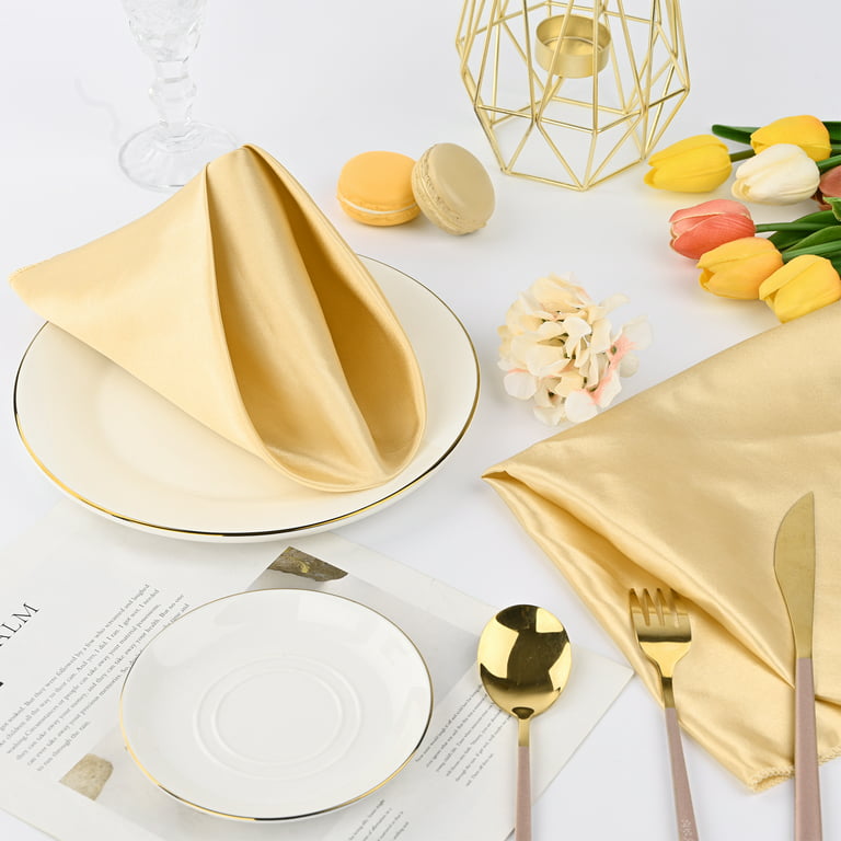 12Pack Cloth Napkins and Gold Napkin Rings Set of 6 for Wedding Party  Decorative
