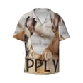 thumbnail image 3 of Cauagu Cute Bulldogs Apply Men's Short Sleeve Button Down Hawaiian Shirt for Men Bowling Shirts Casual Summer Beach Shirt,Large, 3 of 6