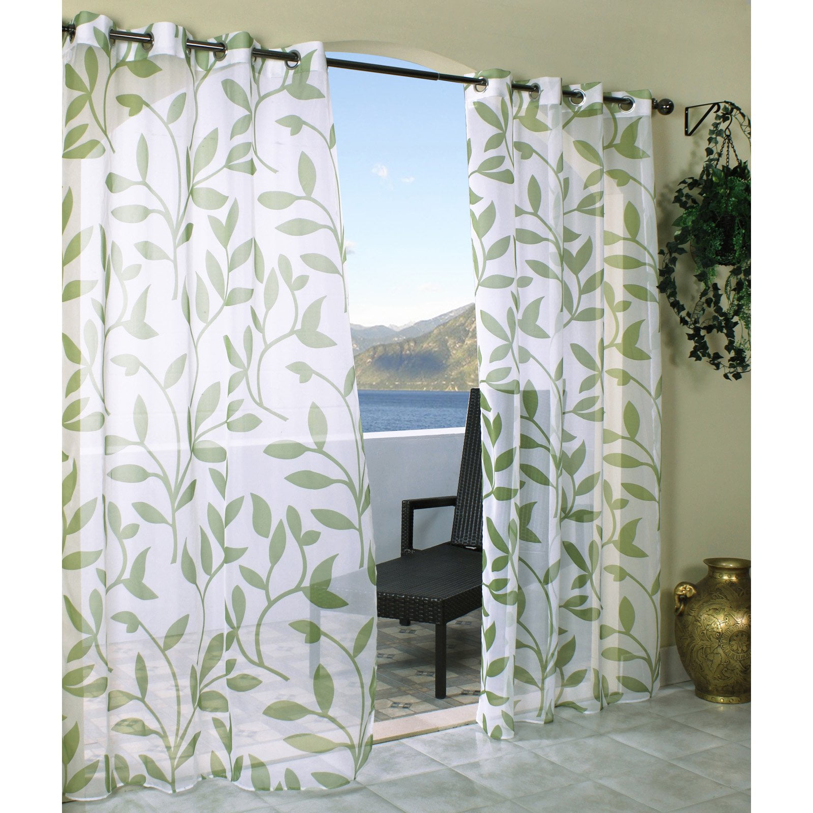 Commonwealth Sheer Blue Leaf Outdoor Curtains With Grommets 54 X 96 Commonwealth Sheer Blue Leaf Outdoor Curtains With Grommets 54 X 96 Com