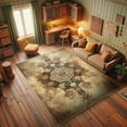 thumbnail image 3 of Ambesonne Abstract Decorative Rug Carpet, Earth Tone Futurist Cubes, 2' 5" x 5', Dark Mustard Peach, 3 of 5