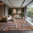 thumbnail image 3 of CAMILSON Spring Geometric Arch Striped Easy-Cleaning Non-Shedding Washable Outdoor Indoor Area Rug Orange 10x14, 3 of 9
