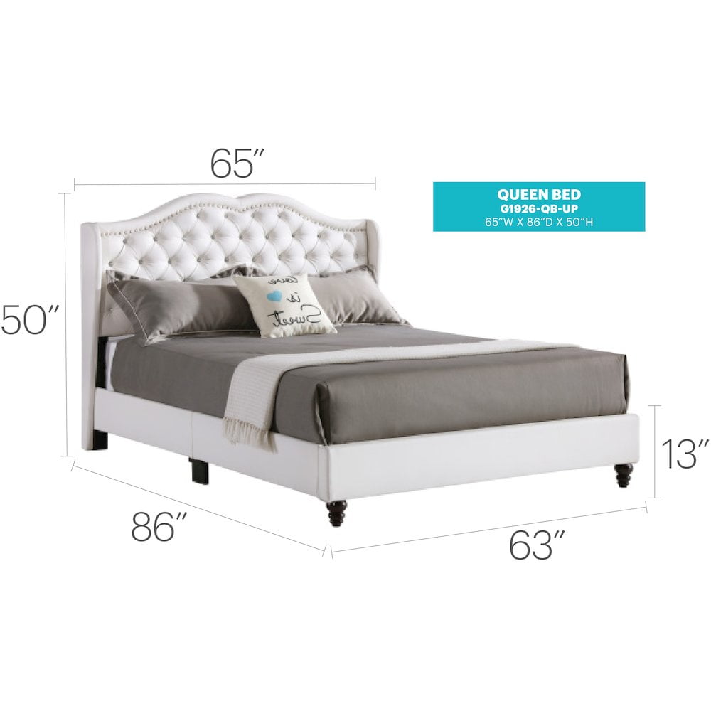 Glory Furniture Joy Queen Bed in White Color