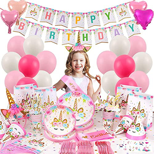 Unicorn Birthday Party Supplies Birthday Decorations for Girls Serves 16 NEW 