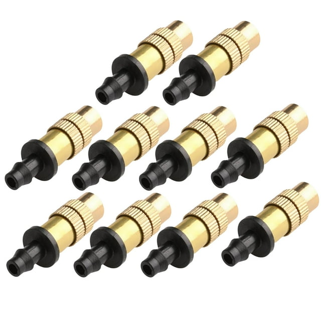 10pcs 4/7 Automatic Garden Thread Copper Atomizing Nozzle Adjustable Brass Water Spray Nozzle Spray Head (Golden)