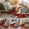 thumbnail image 6 of Red Marble Large Area Rugs for Bedroom Living Room, Soft Non Slip Carpet Bedside Rug, Grey Gold Texture Vintage Farmhouse Art Round Floor Cover Kitchen Accent Rug 8' for Dining Room/Office, 6 of 9