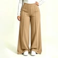 thumbnail image 2 of TEAJOPSUU Plus Size Yoga Pants for Women Wide Leg Stretchy High Waist Elastic Waisted Palazzo Pants Casual Daily Trousers XL-5XL Khaki, 2 of 6
