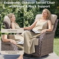 thumbnail image 4 of Unnifurnzi 5 Pieces Wicker Outdoor Furniture-Patio Swivel Chairs Set of 2 with Outdoor Ottoman Patio Conversation Sets for Deck Porch Poolside Balcony-Brown/Beige, 4 of 7