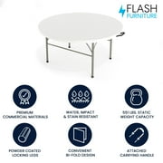 Flash Furniture Scarborough 5 Round Bi-Fold Plastic Event Folding Table with Handle, White
