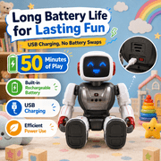 Smart Robot Toy for Kids Ages 4-9, Large 15-inch Programmable Interactive Gift with Remote and Gesture Control, LED Face, Music and Dance