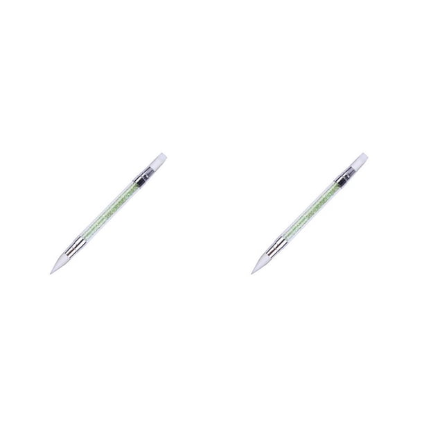 Vogacara Recién llegado, bolígrafo de escultura de Arte de uñas de silicona de cabezas, mango acrílico de diamantes de imitación para verde 2piezas