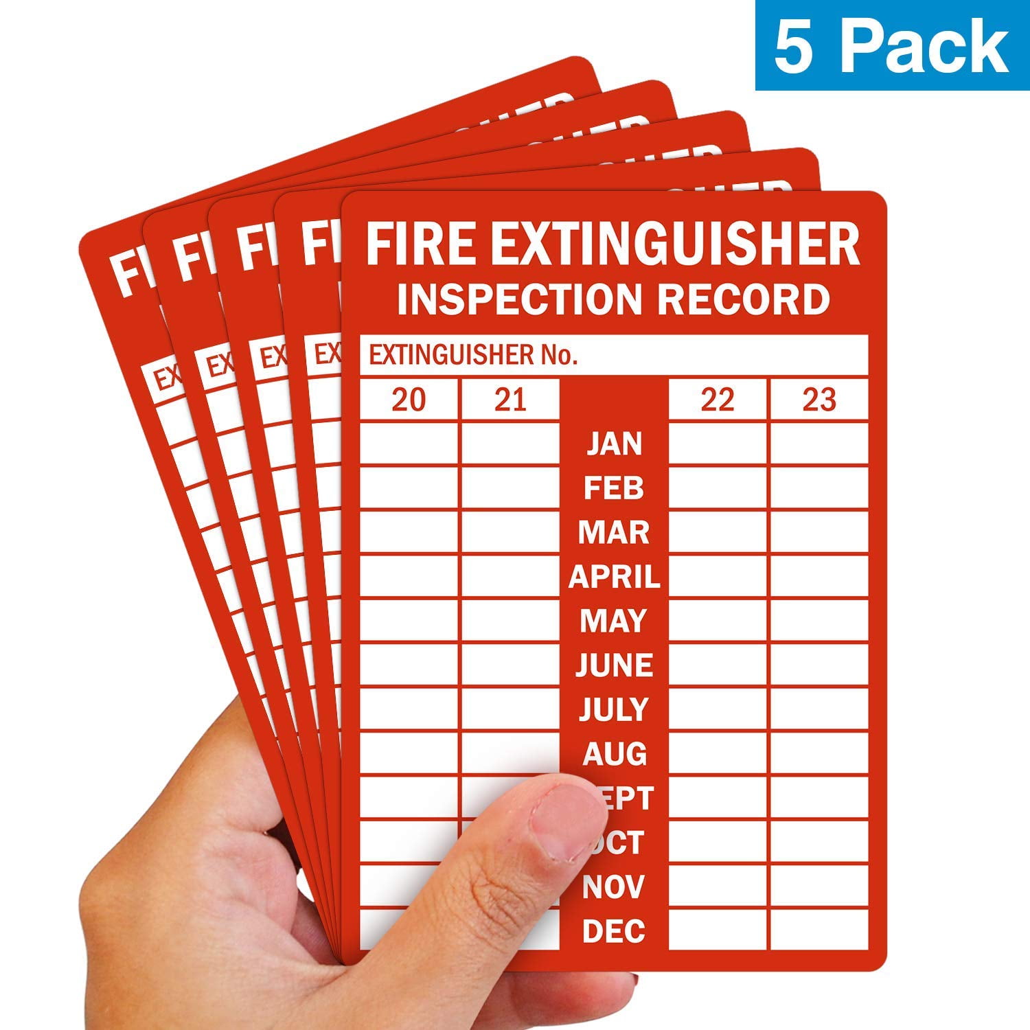 5 x Fire Extinguisher Maintenance Record Labels Vinyl stickers 