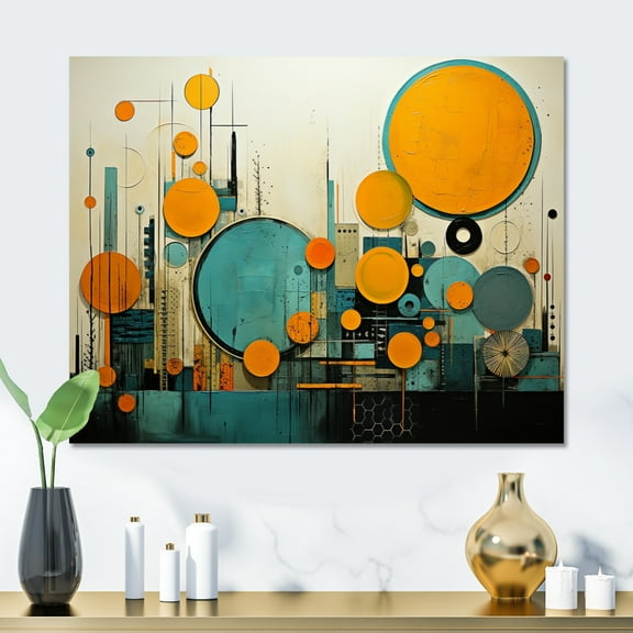 Designart "Nostalgic Remix I" Abstract Collages Metal Wall Art Prints