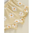 thumbnail image 7 of FEORJGP Infant Baby Girl 3 Piece Summer Set 0 3M 6M 12M 18M Toddler Fly Sleeve Rompers Flower Print Ruffled Jumpsuits Elastic Waist Shorts Headband Kids Cute Casual Sweet Outfits for Daily Vacation, 7 of 7