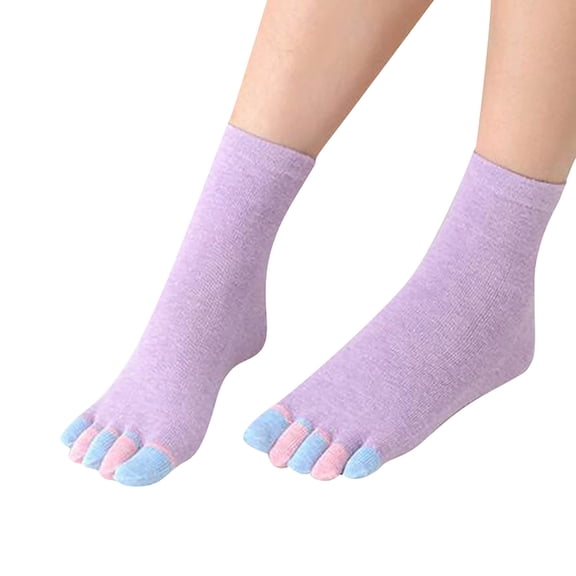 Women’s Toe Separator Socks (Five-Toe) - Breathable Cotton for Yoga, Pilates and Improved Foot Health