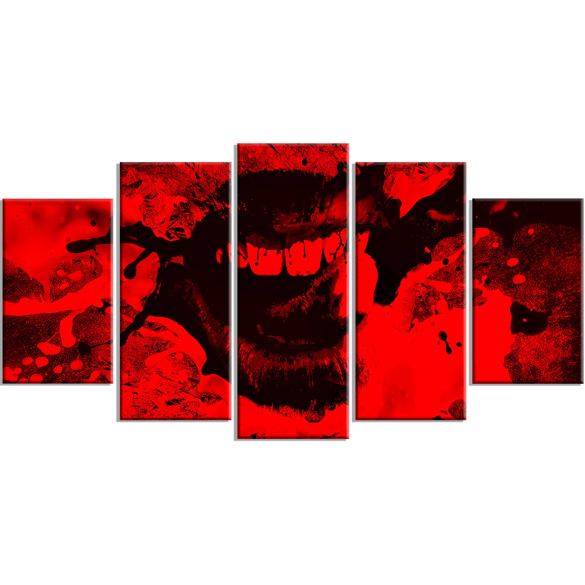 Design Art Speak Out Red Lips Digital Artwork on Canvas, 5 Panels, 60" x 32"