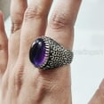 thumbnail image 3 of Amethyst Mans Ring, Natural Amethyst, February Birth, Silver Jewelry, 925 Silver Ring, Birthday Gift, Heavy Mens Ring, Arabic Design, Ottoman Style Ring, Christmas, Turkey Mens Signet Ring, 3 of 7