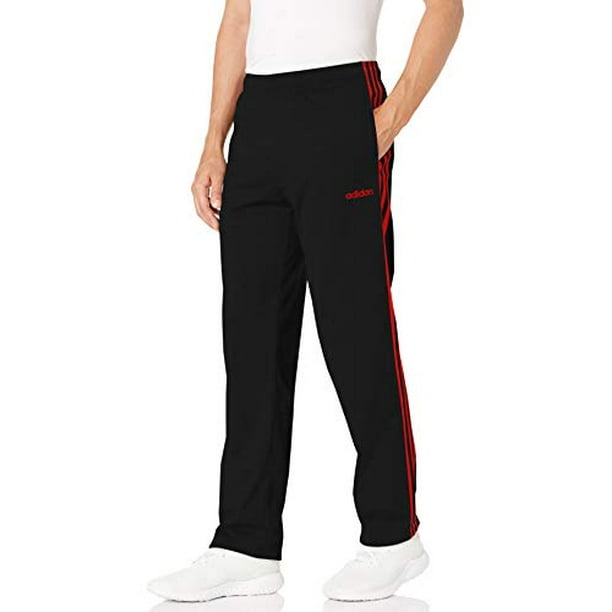 Men's 3-Stripes Open Hem Pants, Black/Scarlet, X-Small - Walmart.com
