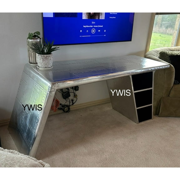 Ywis Aviator furniture wing desk Handmade Beautiful study & office work desk, table Aviation furniture, airplane look.